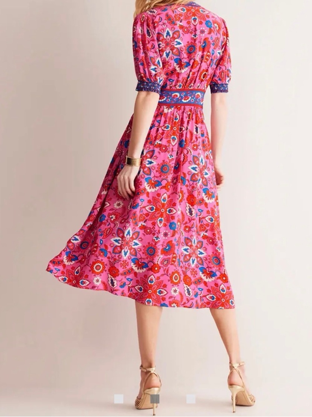 Boden Pink Elsa Midi Tea Dress - Picture 2 of 12